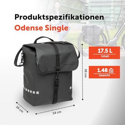 Fietstas New Looxs Odense Single 17,5 liter 32 x 16 x 38 cm - zwart