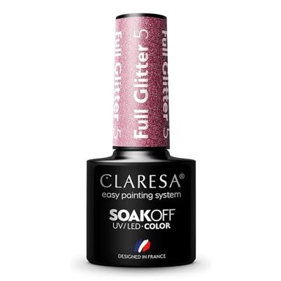 Claresa uv/led gellak 5ml full glitter 5 warm pink