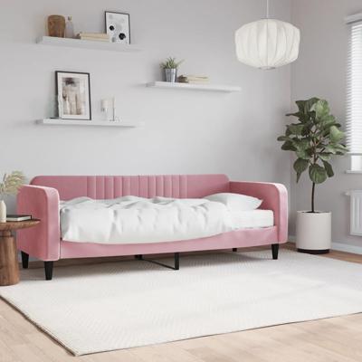 Slaapbank met matras 80x200 cm fluweel roze