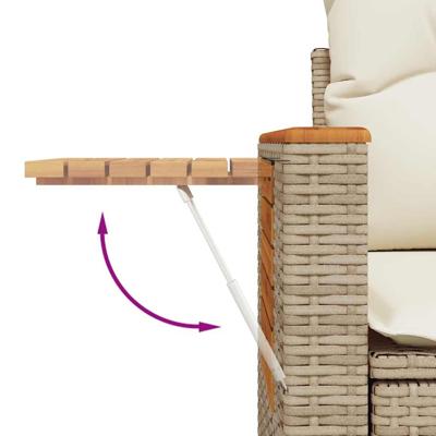 6-delige Loungeset met kussens poly rattan acacia beige