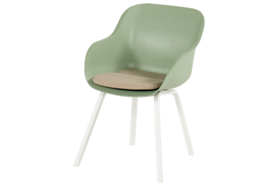 Hartman Le Soleil Element dining stoel wit frame kuip Sage green met taupe kussen Hartman Le Soleil Element dining stoel wit frame kuip Sage green met taupe kussen