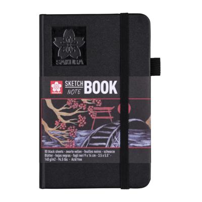 Sakura schetsboek, 140 g/m², ft 9 x 14 cm, zwart, 80 vel Sakura schetsboek, 140 g/m², ft 9 x 14 cm, zwart, 80 vel