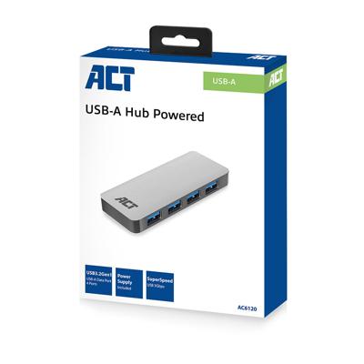 AC6120 - Hub - 4 poorten - USB-A, USB 3.2 gen1 - grijs AC6120 - Hub - 4 poorten - USB-A, USB 3.2 gen1 - grijs