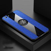 Voor OPPO A57 XINLI stiksels doek Textue schokbestendig TPU beschermhoes met ring houder (blauw) - thumbnail