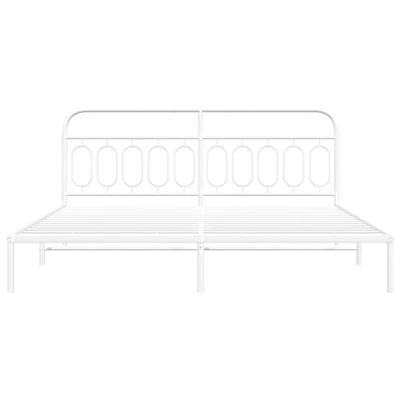 Bedframe met hoofdbord metaal wit 200x200 cm - thumbnail