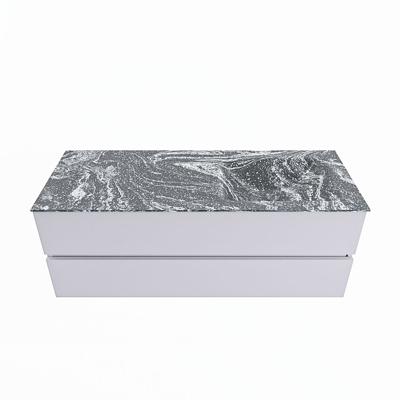 MONDIAZ VICA-DLUX 130cm badmeubel onderkast Cale 2 lades. Inbouw wastafel CLOUD rechts zonder kraangat, kleur Lava.