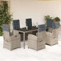 7-delige Tuinset met kussens poly rattan grijs - thumbnail