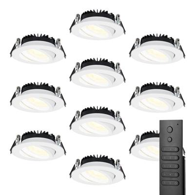 10x LED inbouwspots Rome - Wit - 6 Watt 500 lumen - Kantelbaar - Dimbaar - 2700K warm wit - IP44 Waterdicht - Inclusief afstandsbediening - Geringe inbouwdiepte
