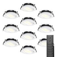 10x LED inbouwspots Rome - Wit - 6 Watt 500 lumen - Kantelbaar - Dimbaar - 2700K warm wit - IP44 Waterdicht - Inclusief afstandsbediening - Geringe inbouwdiepte - thumbnail