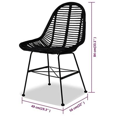 VidaXL Eetkamerstoelen 4 st natuurlijk rattan zwart