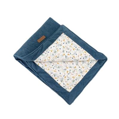 Dubbelzijdige deken - DOMIVA - AU FIL DE L'EAU - 75 x 100 cm - Indigo