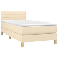 Boxspring met matras stof crèmekleurig 90x200 cm - thumbnail