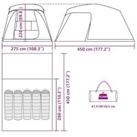 Kampeertent met verandakoepel 5-persoons waterdicht groen - thumbnail