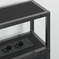 Opberghoofdbord met plank Zwart eiken 180 cm Bewerkt hout - thumbnail