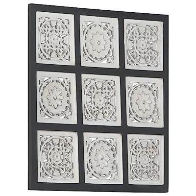 VidaXL Wandpaneel handgesneden 60x60x1,5 cm mdf zwart en wit