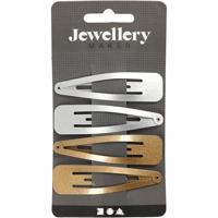 Creativ Company Haarspeld, l: 66 mm, b: 17 mm, goud, zilver, 4 stuk/ 1 doos - thumbnail
