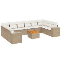 11-delige Tuinset met kussens poly rattan beige - thumbnail