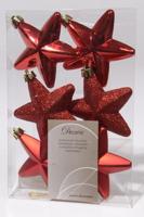Kersthanger Ster rood dia7cm 6-dlg - thumbnail