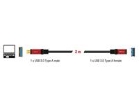 Delock USB-kabel USB 3.2 Gen1 (USB 3.0 / USB 3.1 Gen1) USB-A stekker, USB-A bus 3.00 m Rood, Zwart Vergulde steekcontacten, UL gecertificeerd 105905 - thumbnail