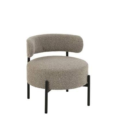 J-Line Loungestoel Boucle Multiplex|Polyester Grijs|Zwart