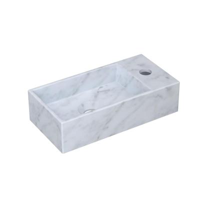 INK - Fontein Hardsteen Rechts met Kraangat - 360x180x90 mm - Mat Wit Marmer