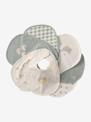 Set van 7 babyslabbetjes groen, geruit Set van 7 babyslabbetjes groen, geruit