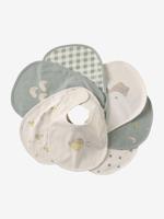 Set van 7 babyslabbetjes groen, geruit - thumbnail