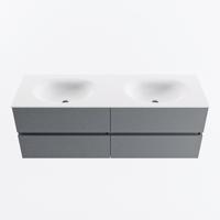 MONDIAZ VICA 140cm badmeubel onderkast Plata 4 lades. Wastafel MOON dubbel 2 kraangaten, kleur Talc. - thumbnail