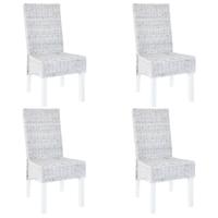 Eetkamerstoelen 4 st kubu rattan en mangohout wit - thumbnail
