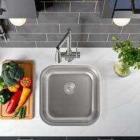 Wastafel met Eén Spoelbak Cata CB4040 Staal - thumbnail