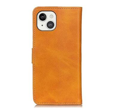 Casecentive Leren Wallet case met sluiting iPhone 13 tan