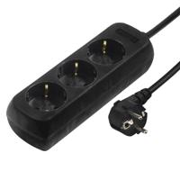 Hama 3-Way Power Strip With Child Safety Feature 3 M Black - thumbnail