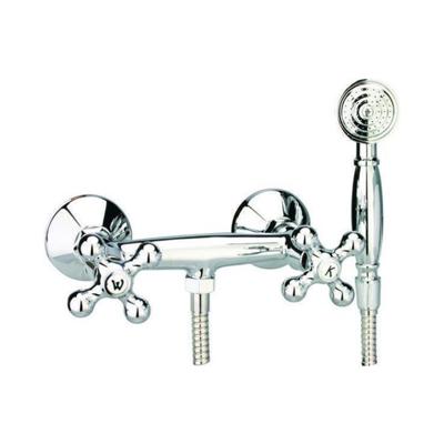 ELK tweegreepskraan douche met doucheset, chroom inclusief doucheset keramische ½" ventiel bovenstukken ½" (Ø ca. 1,9 cm) verbinding voor doucheslang metalen grepen garantie: 5 jaar