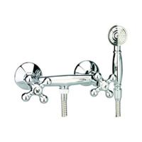 ELK tweegreepskraan douche met doucheset, chroom inclusief doucheset keramische ½" ventiel bovenstukken ½" (Ø ca. 1,9 cm) verbinding voor doucheslang metalen grepen garantie: 5 jaar - thumbnail