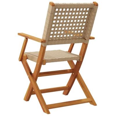 Tuinstoelen 2 st massief acaciahout en poly rattan beige