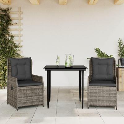 3-delige Tuinset met kussens poly rattan grijs 3-delige Tuinset met kussens poly rattan grijs