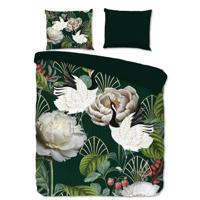 Good Morning Dekbedovertrek "kraanvogel en bladeren" - Groen - (140x200/220 cm) - Katoen - thumbnail