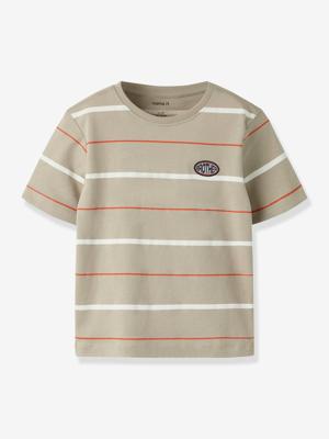 T-shirt voor jongens met streepjesmotief NAME IT taupe