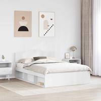 Bedframe met hoofdeinde Wit 140 x 200 cm Massief grenenhout - thumbnail
