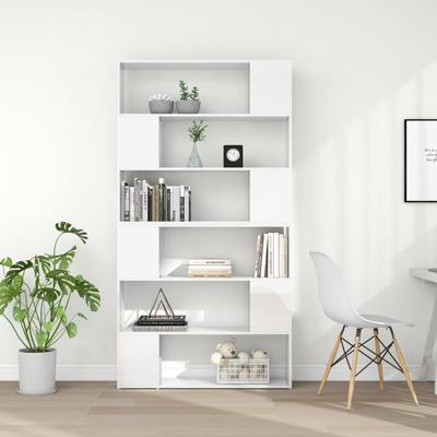 Boekenkast/kamerscherm 100x24x188 cm hoogglans wit - thumbnail