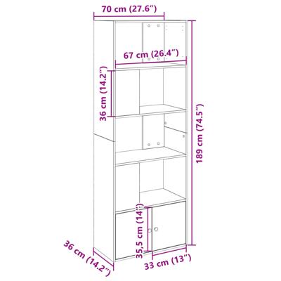 Boekenkast 100x36x189 cm bewerkt hout sonoma eikenkleurig
