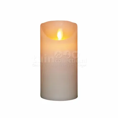 Anna&apos;s Collection LED kaars flame effect rustiek 7.5x15cm ivoor 1 stuks