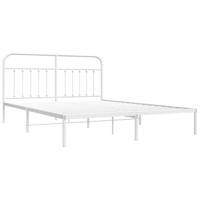 Bedframe met hoofdbord metaal wit 160x200 cm - thumbnail