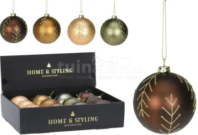 Kerstbal Plastic Glitter Tak Ø8cm Assorti 1st