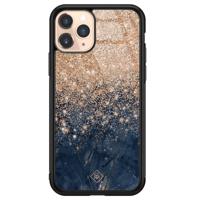 iPhone 11 Pro glazen hardcase - Marmer blauw rosegoud - thumbnail