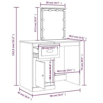 Kaptafel met LED-verlichting 90x42x132,5 cm zwart