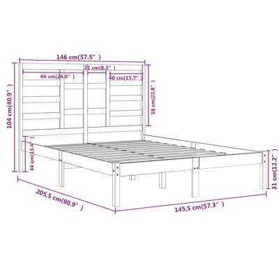Bedframe zonder matras massief hout 140x200 cm