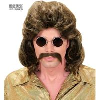 Pruik en Snor 70&apos;s bruin - thumbnail
