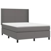 Boxspring met matras en LED kunstleer grijs 140x200 cm - thumbnail