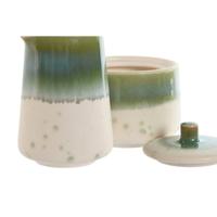 Melk- en Suikerpot Home ESPRIT Wit Groen Porselein 250 ml 9 X 9 X 8,4 cm 2 Onderdelen - thumbnail